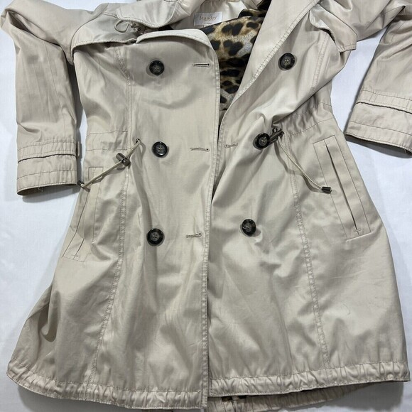 Laundry by‎ Shelli Segal Double Breasted Hooded Trench Coat Cream Size M - Picture 10 of 16